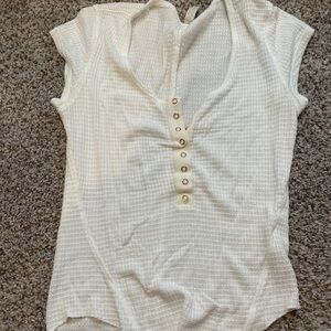 Free People Cropped Waffle Tee